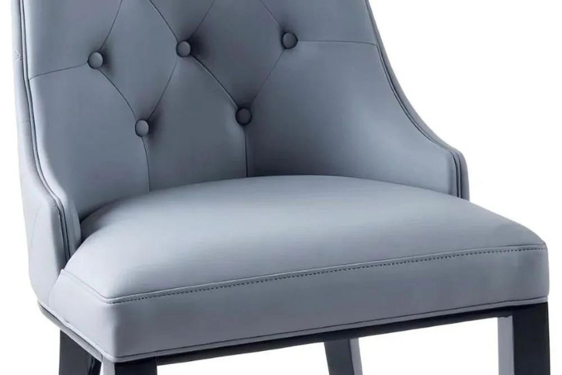 Torino Grey Leather Large High Back Dining Chair with Black Legs - Pair of 2