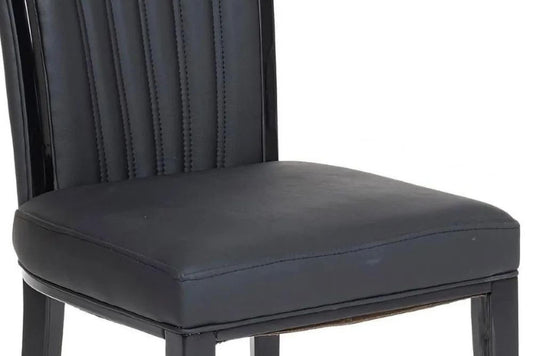 Ramona Black Leather Large High Back Dining Chair with Black Legs - Pair of 2