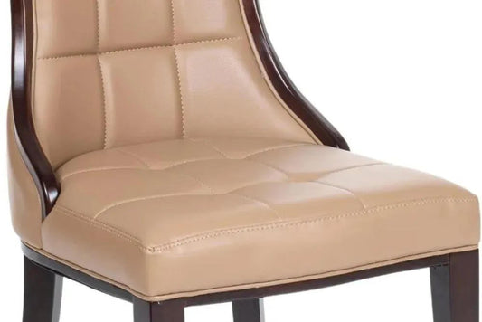 Zanetti Taupe Leather Dining Chair with Brown Legs - Pair of 2