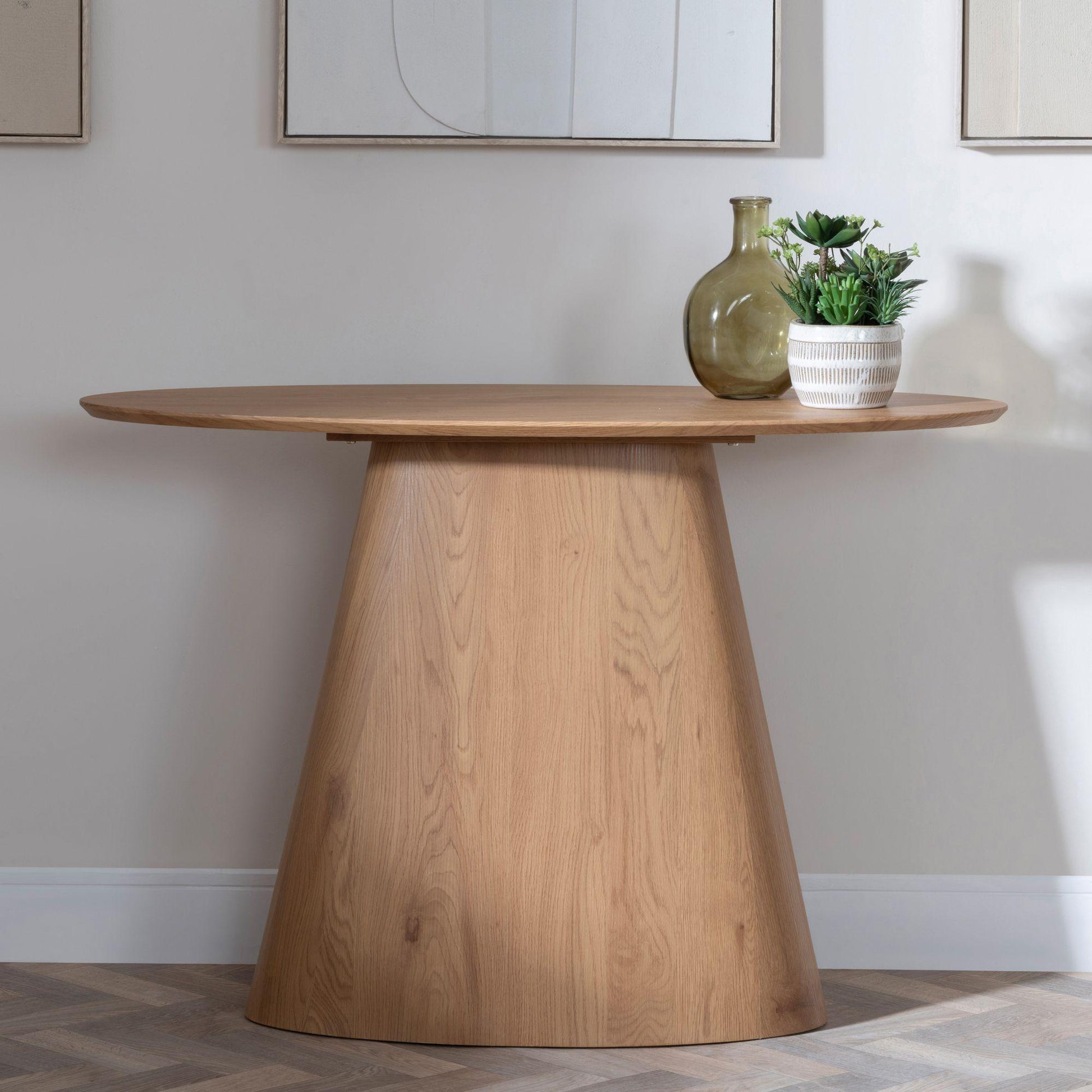 Whitby Oak Oval Console Table