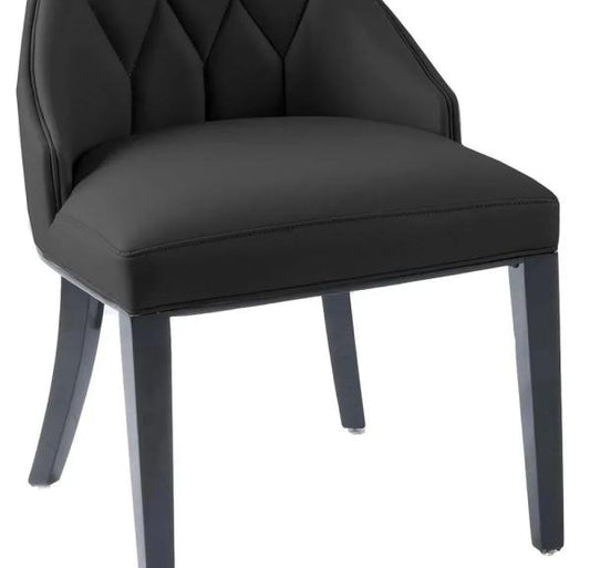 Tremiti Black Leather Large High Back Dining Chair with Black Legs