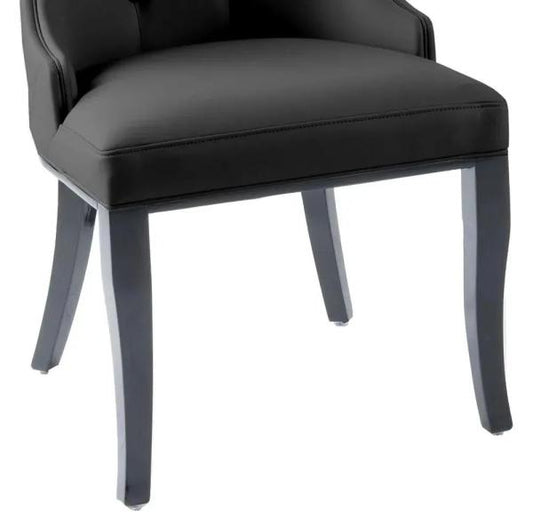 Torino Black Leather Large High Back Dining Chair with Black Legs - Pair of 2