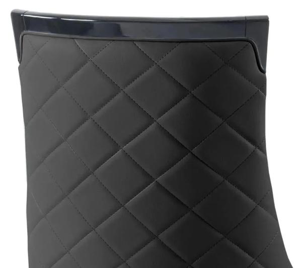 Torino Black Leather Large High Back Dining Chair with Black Legs - Pair of 2