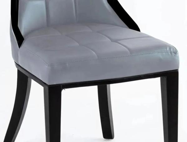 Zanetti Grey Leather Dining Chair with Black Legs - Pair of 2