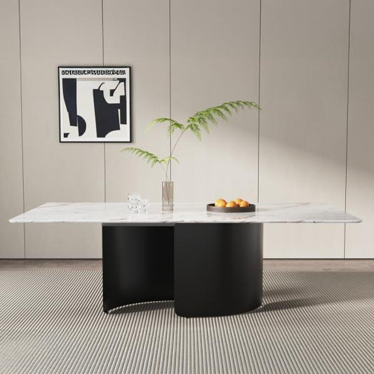 Eclipse White Marble Dining Table - 220cm