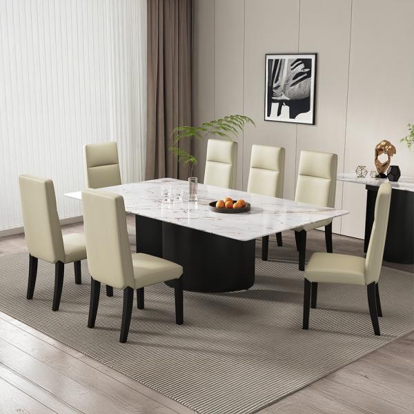Eclipse White Marble Dining Table - 220cm