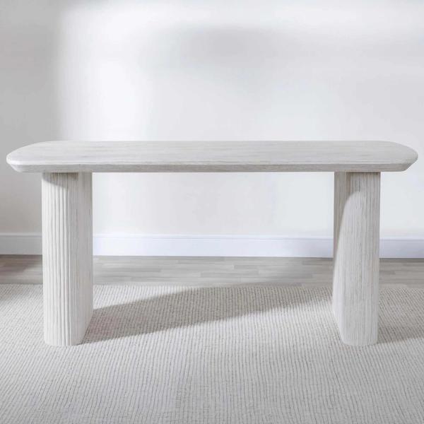 Renzo 160cm White Oval Dining Table with Fluted Ribbed Double Pedestal Base