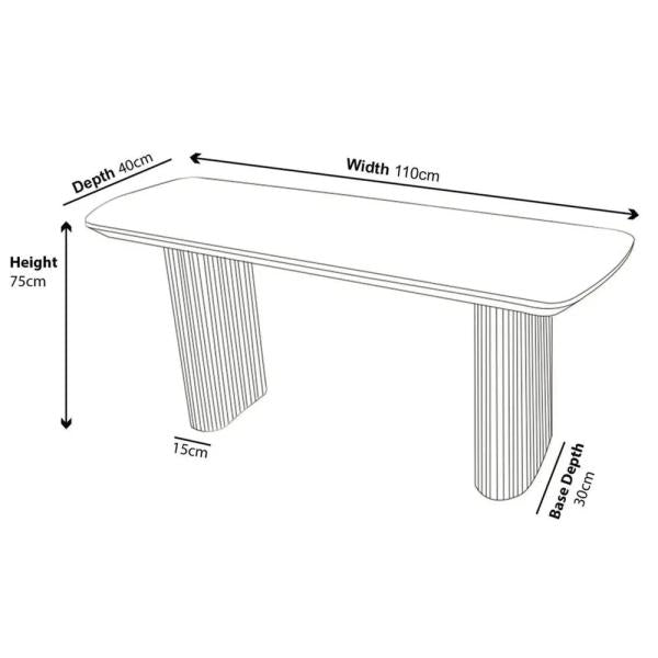 Renzo White Oval Console Table with Fluted Ribbed Double Pedestal Base