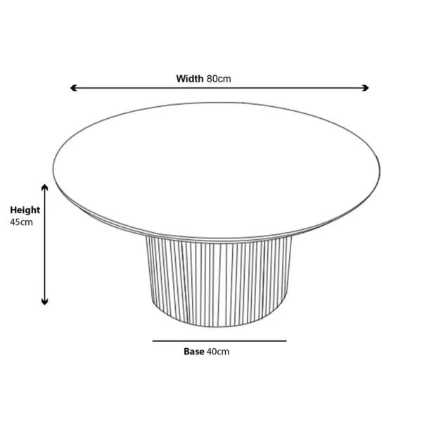 Renzo White Round Coffee Table with Fluted Ribbed Drum Base