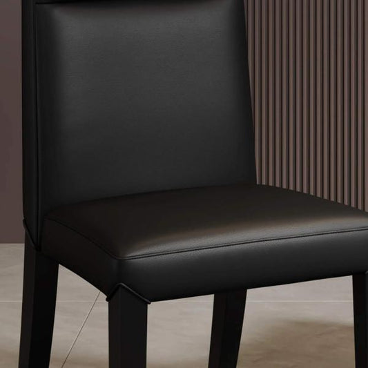 Savona Black Leather High Back Dining Chair with Black Legs - Pair of 2