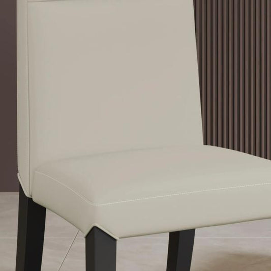Savona Cream Leather High Back Dining Chair with Black Legs - Pair of 2