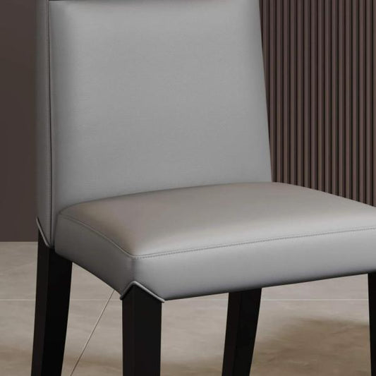 Savona Grey Leather High Back Dining Chair with Black Legs - Pair of 2