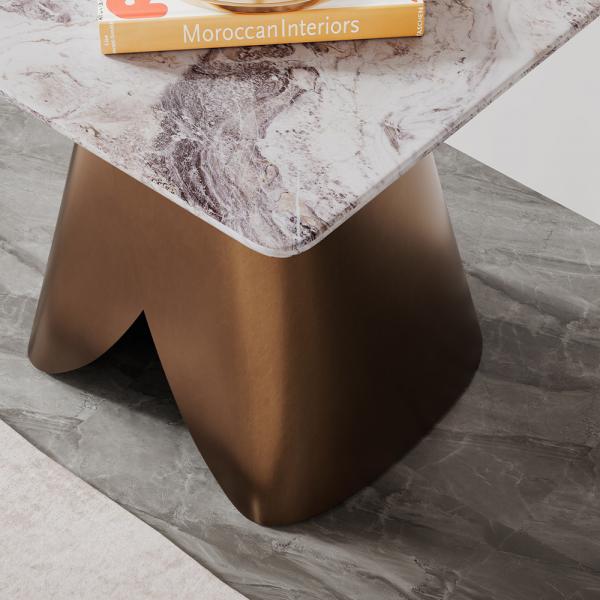 Athena Bronze White Marble Side Table