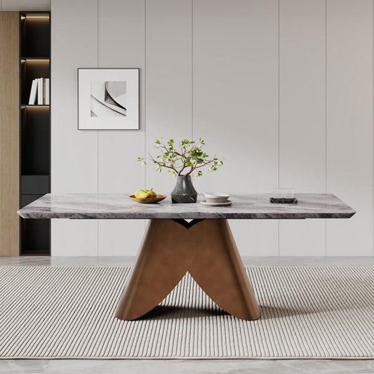 Athena Silver White Marble Dining Table - 240cm