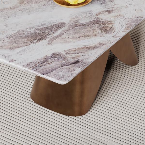 Athena Silver White Marble Dining Table - 220cm