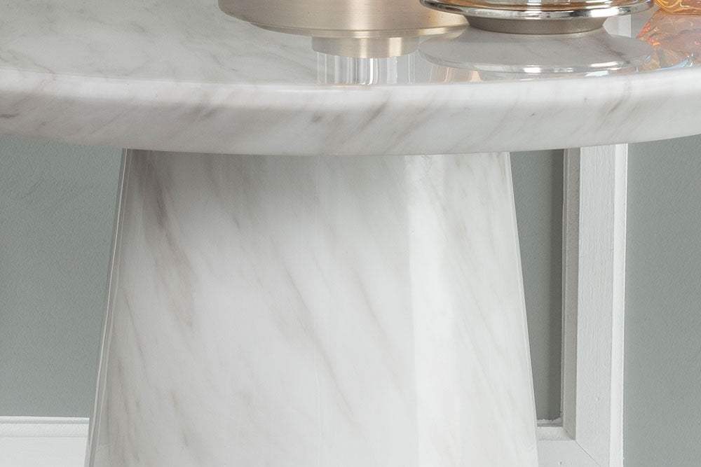 Cannes White Marble Round Side Table