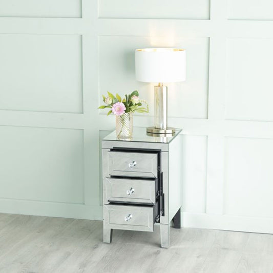 Vasari Mirrored 3 Drawer Bedside Cabinet