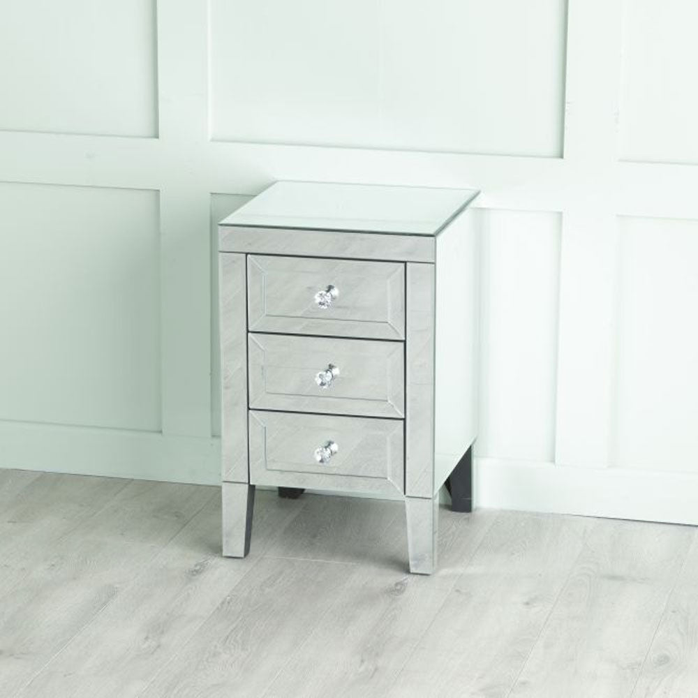 Vasari Mirrored 3 Drawer Bedside Cabinet