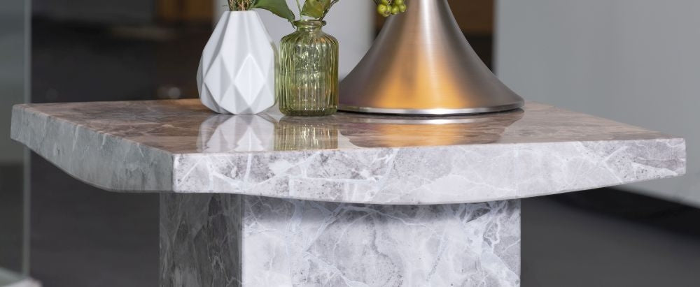 Anza Square Grey Marble Lamp Table
