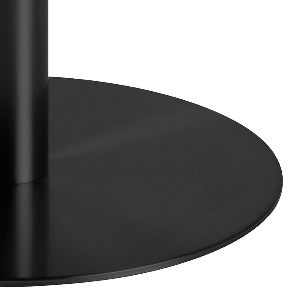 Corby Round Dining Table with White Polished Marble Top & Black Base includes 4 Brooke Dining Chairs in Beige