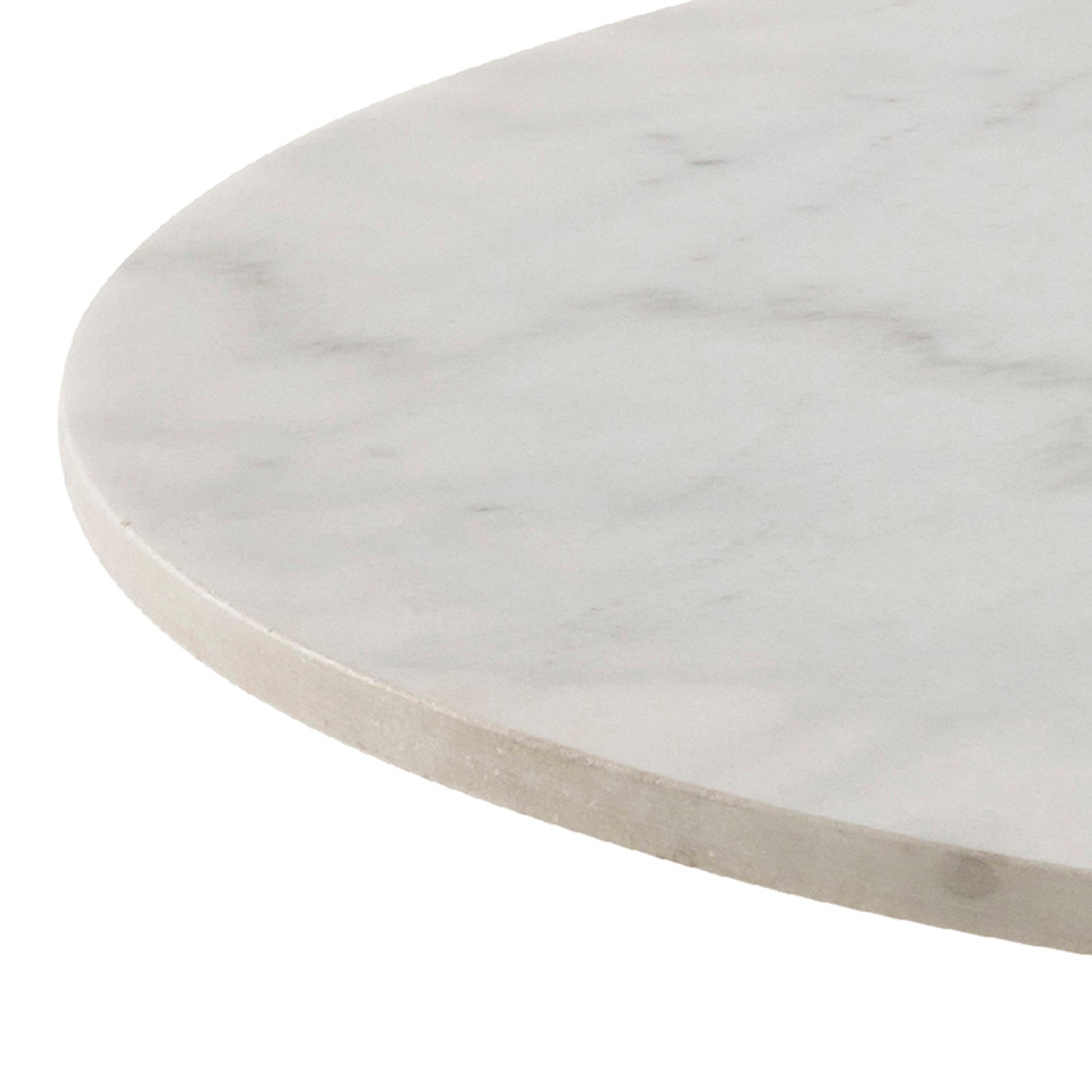 Corby Round Dining Table with White Polished Marble Top & Black Base includes 4 Brooke Dining Chairs with Arm Rest in Taupe