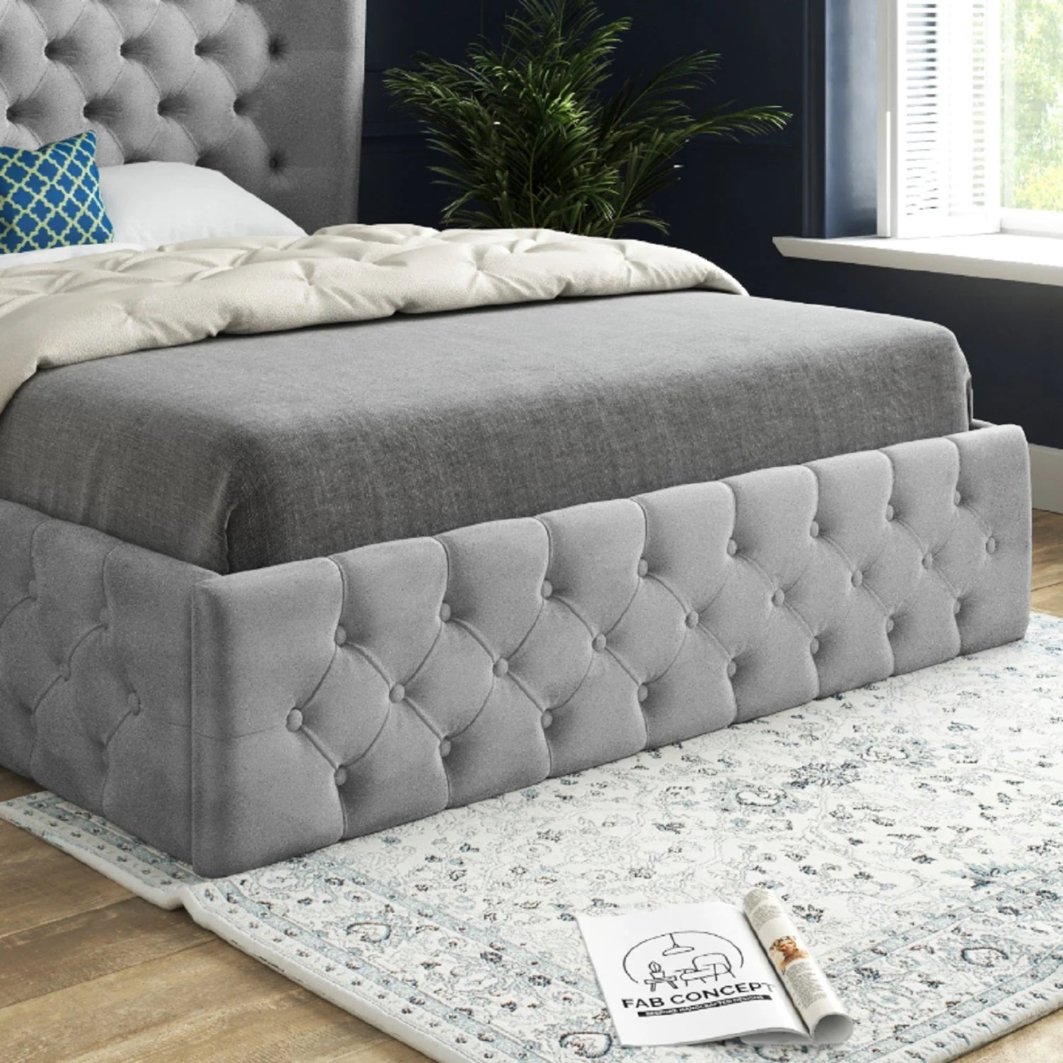 Jacob Wide Winged Upholstered Chesterfield Bed