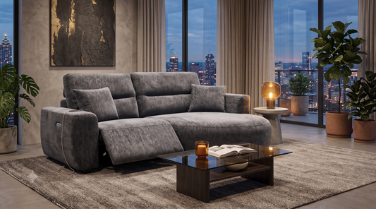 Denver Sofa Black Electric Recliner Right Hand