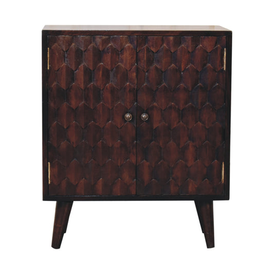 Mini Pineapple Carved Walnut Cabinet