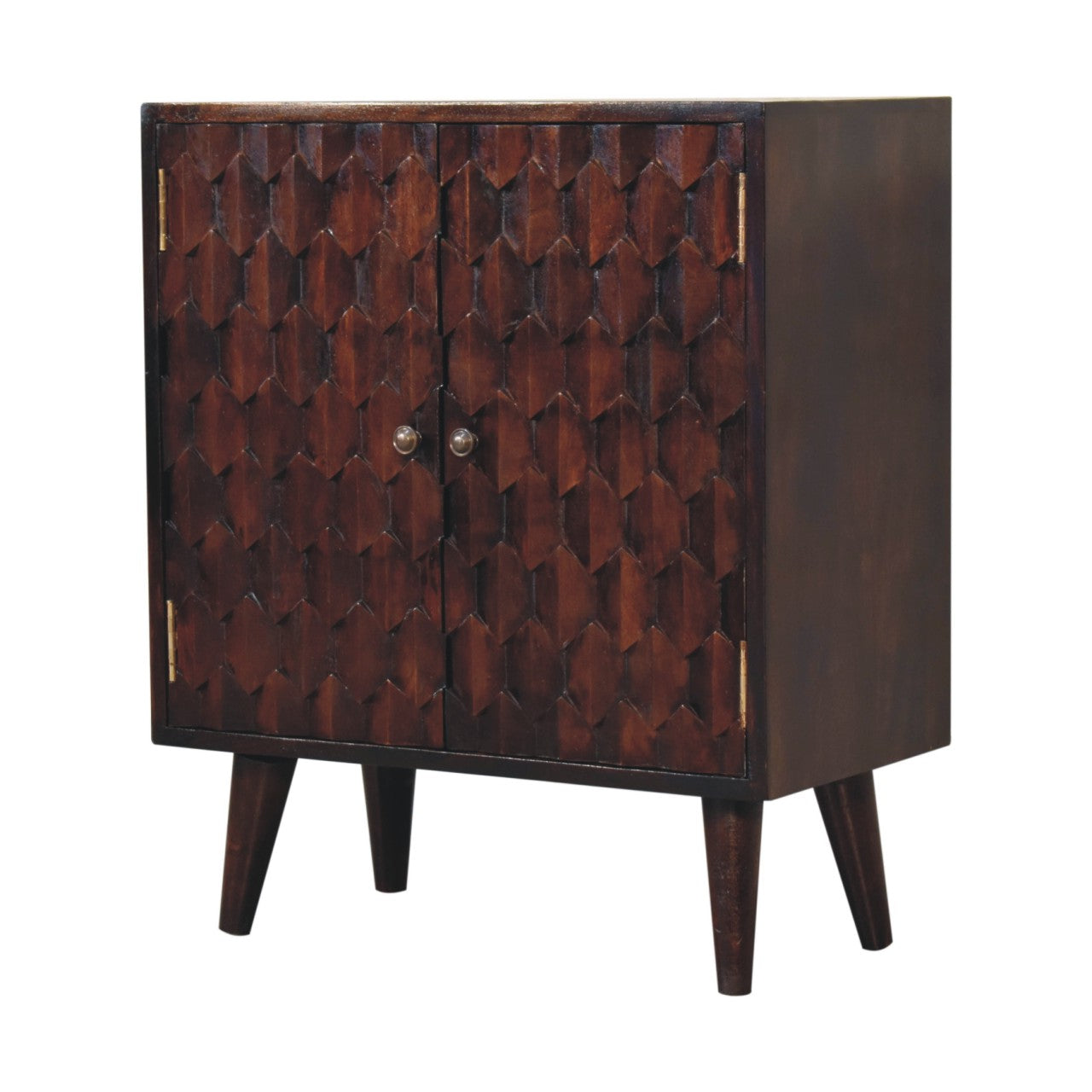 Mini Pineapple Carved Walnut Cabinet
