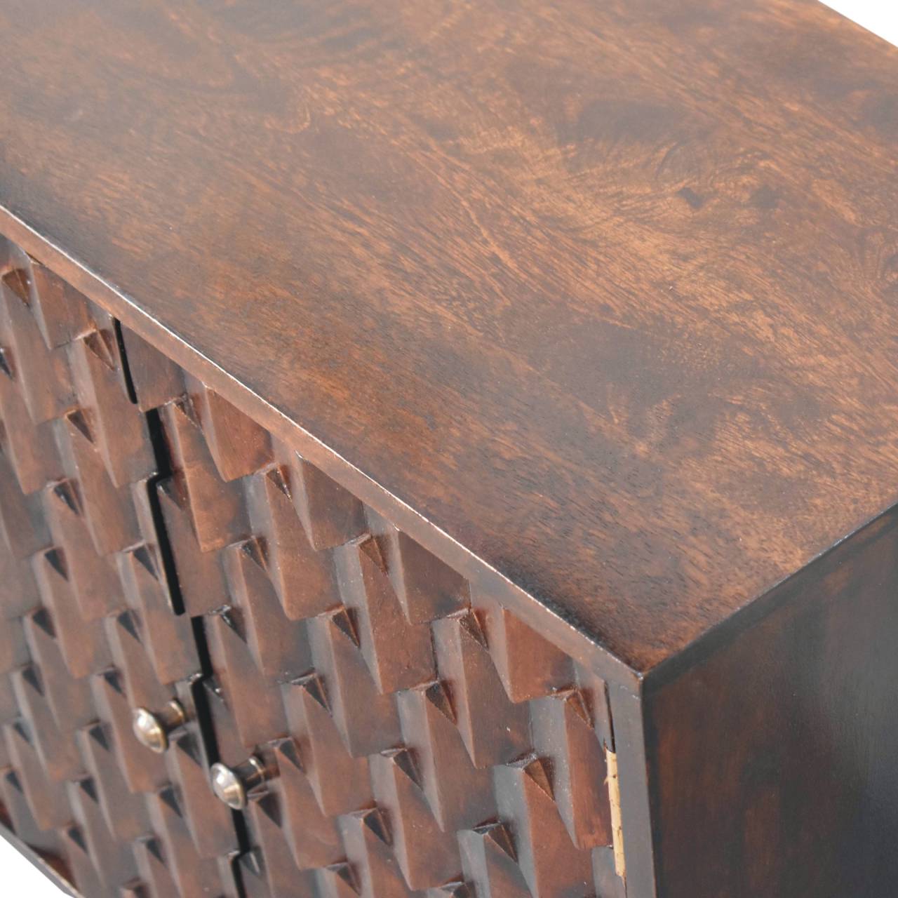 Mini Pineapple Carved Walnut Cabinet