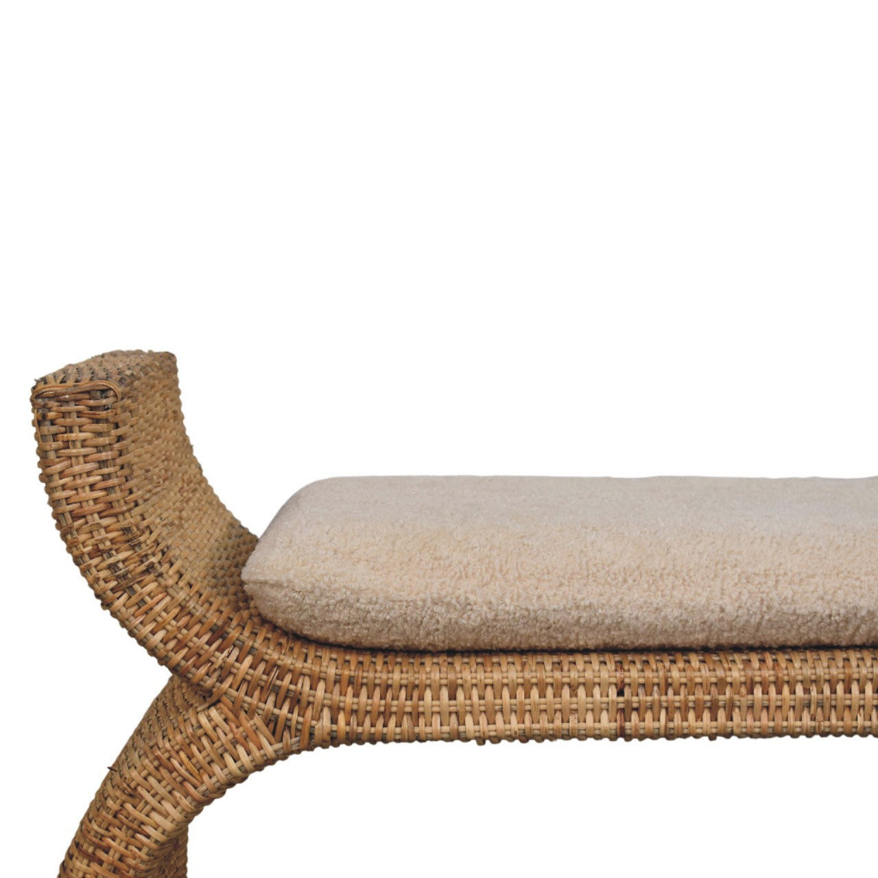 Rattan Weave Boucle Bench