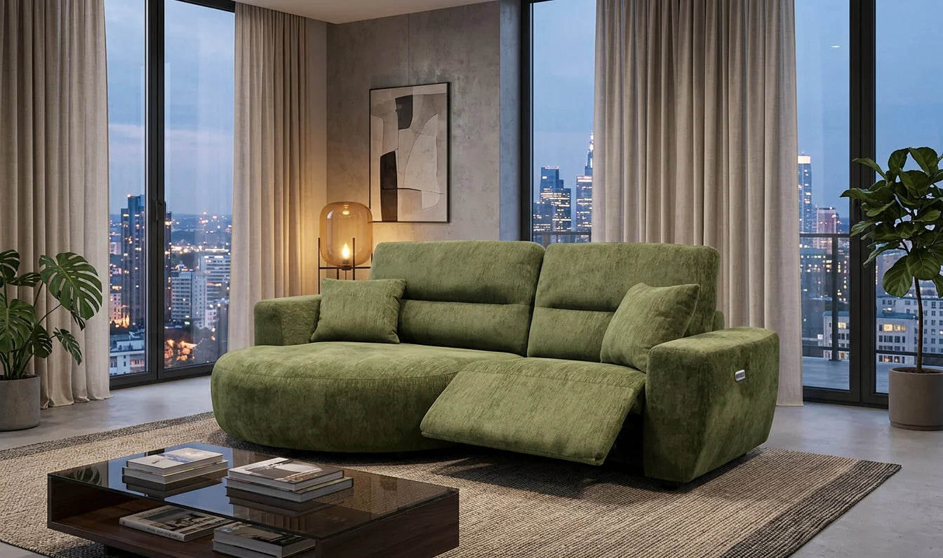 Denver Sofa Green Electric Recliner Left Hand